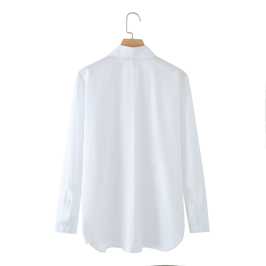Damen Langärmlige Oversize-Bluse mit verdeckter Knopfleiste und dekorativen Kordelapplikationen Echo Archiv