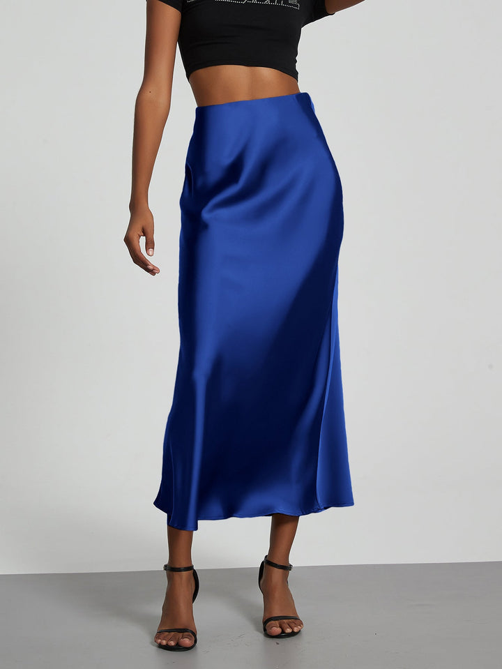 Damen Stilvolle Satin-Stretchrock mit hohem Bund und fließendem Schnitt Echoarchiv