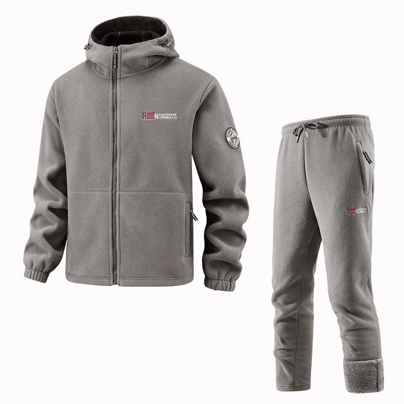 Herren Thermo-Fleece-Set mit Kapuzenjacke, Sherpa-gefüttert und elastischer Jogginghose – Marzano