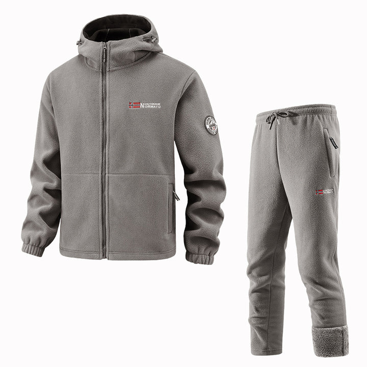 Herren Thermo-Fleece-Set mit Kapuzenjacke, Sherpa-gefüttert und elastischer Jogginghose – Marzano