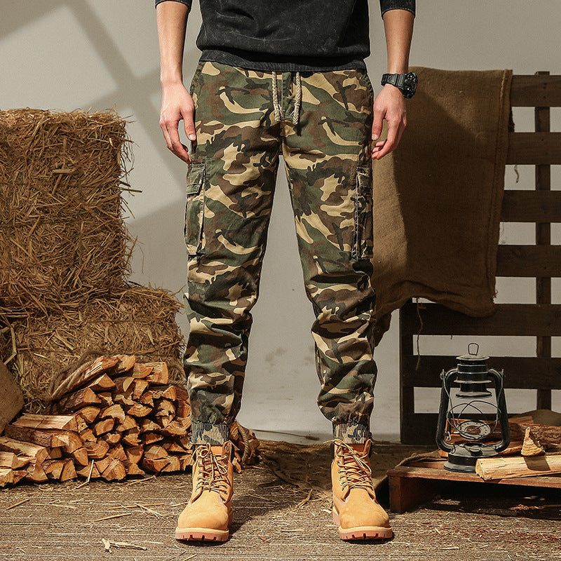 Herren Cargohamasche im Camouflage-Utility-Stil mit elastischem Saum und Mehrfachtaschen – Bravaro