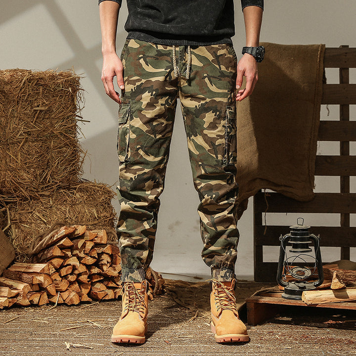 Herren Cargohamasche im Camouflage-Utility-Stil mit elastischem Saum und Mehrfachtaschen – Bravaro