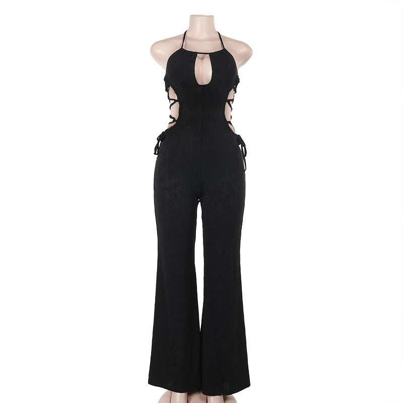 Damen Eleganter Einteiler mit tiefem V-Ausschnitt und seitlichen Schnürungen Echo Archiv