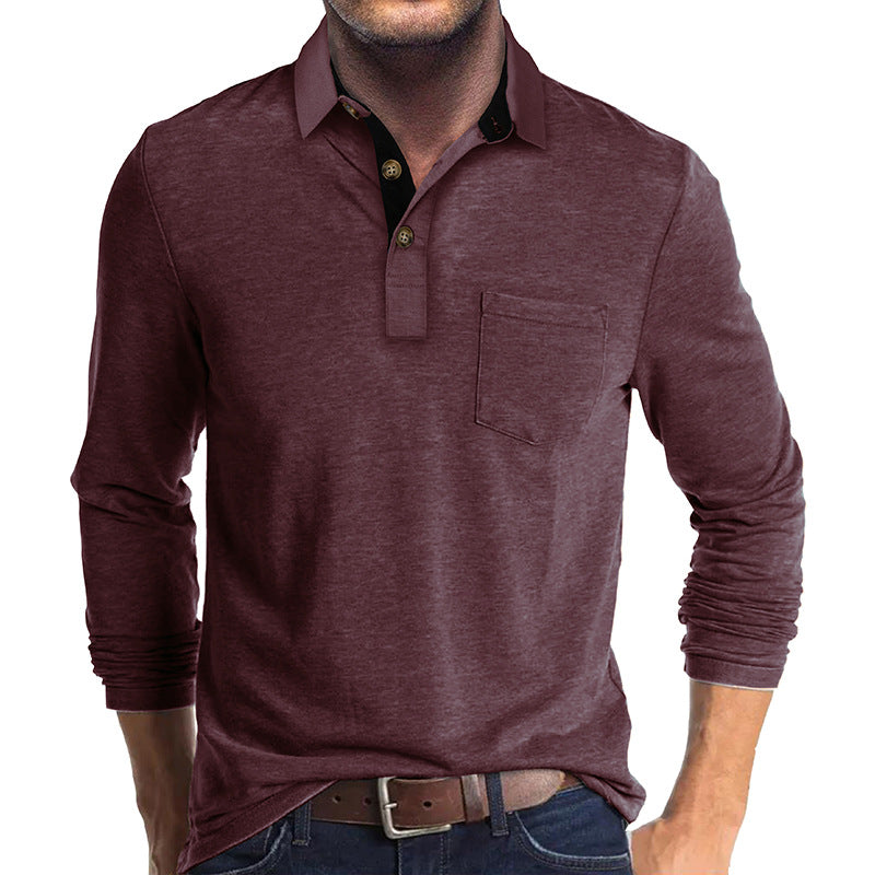 Herren Langarm Poloshirt mit modernem Kragen und Brusttasche Echoarchiv