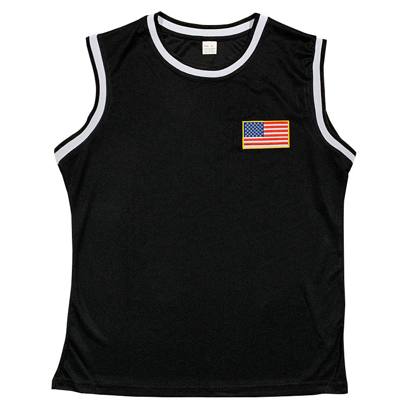 Herren sportliches Tanktop und Shorts-Set mit dekorativem Flaggenmotiv Echoarchiv