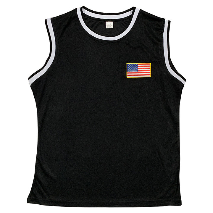 Herren sportliches Tanktop und Shorts-Set mit dekorativem Flaggenmotiv Echoarchiv