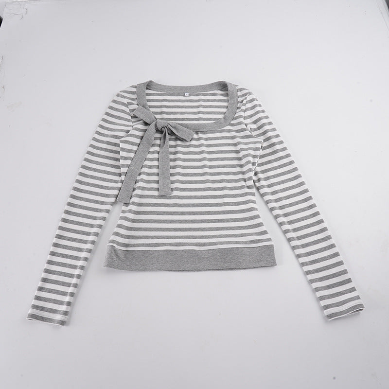 Damen Gestreifter Feinstrickpullover mit Schleifen-Detail Echo Archiv
