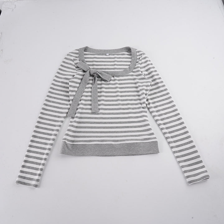 Damen Gestreifter Feinstrickpullover mit Schleifen-Detail Echo Archiv