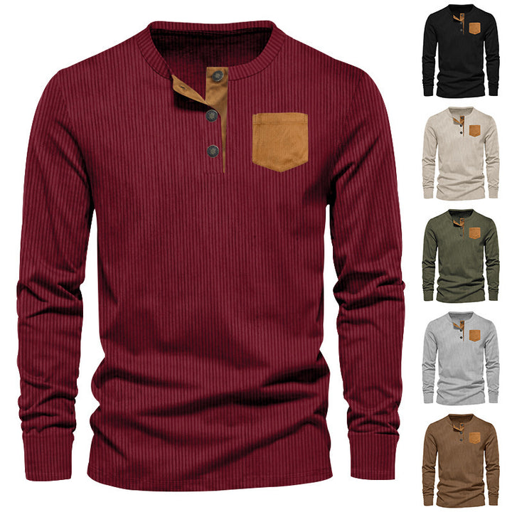 Herren Rippenfeinstrick Langarmshirt mit Slim‑Fit und Stehkragen – Arvello