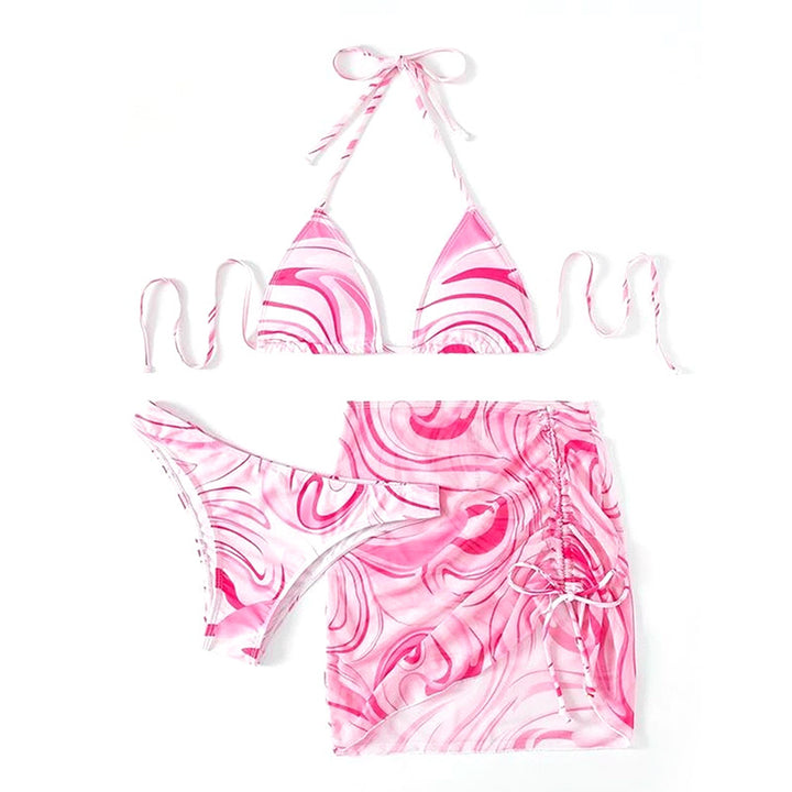 Damen Bikini-Set mit gerafftem Rock und Triangel-Oberteil Echo Archiv