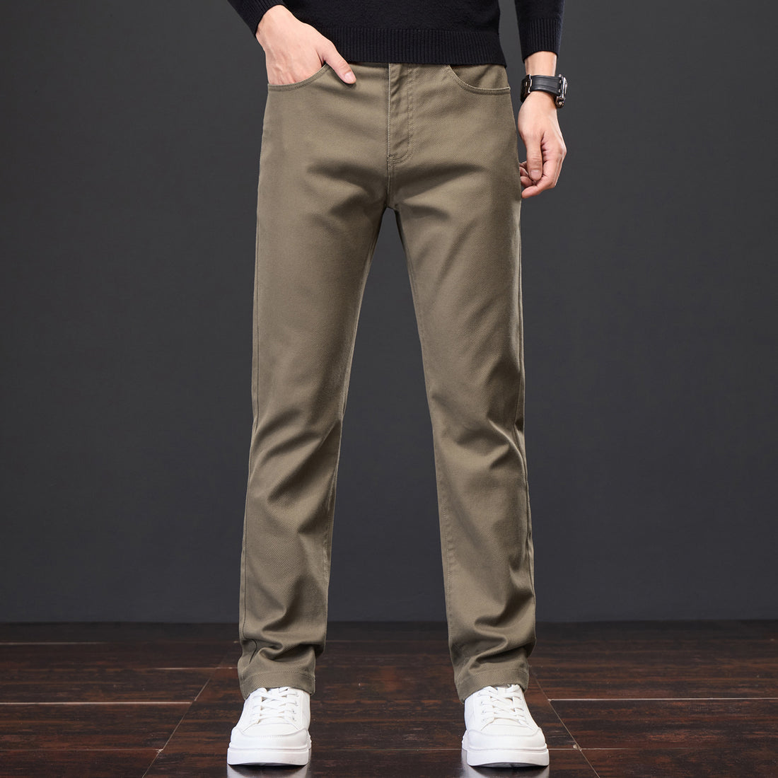 Herren Casual Chino-Hose mit elastischem Bund und modernen Details – Alveron