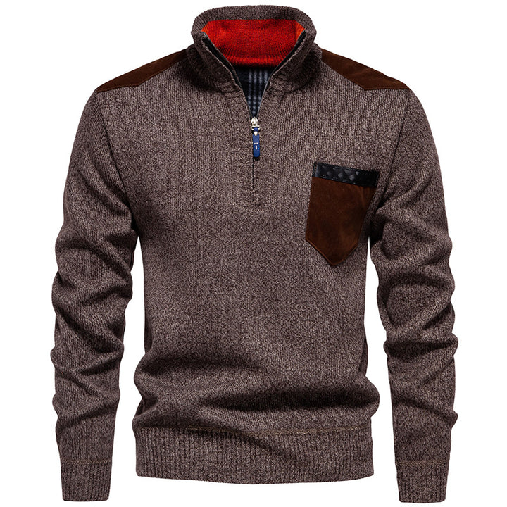 Herren hochwertiger Pullover mit Stehkragen und Reißverschluss Echoarchiv