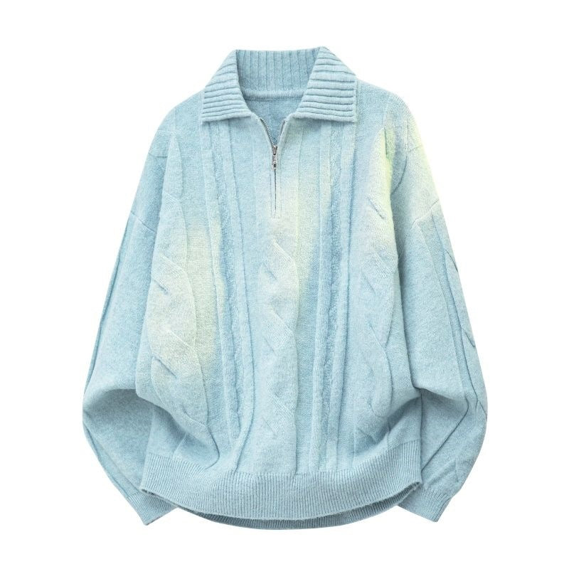 Damen Oversize Zopfstrickpullover mit hohem Rollkragen und Knopfleiste Echoarchiv