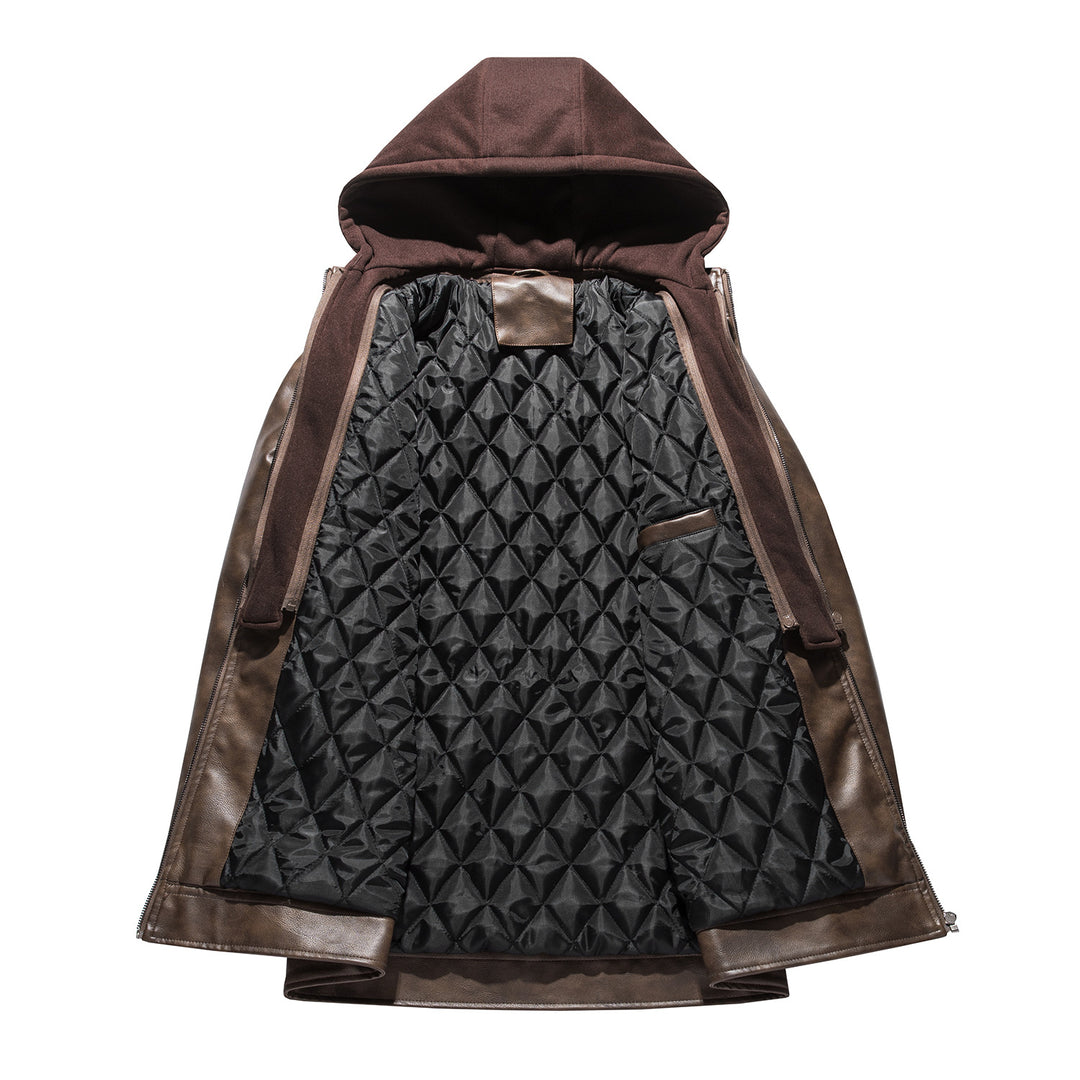 Herren Lederjacke mit herausnehmbarem Kapuzenfutter Echoarchiv