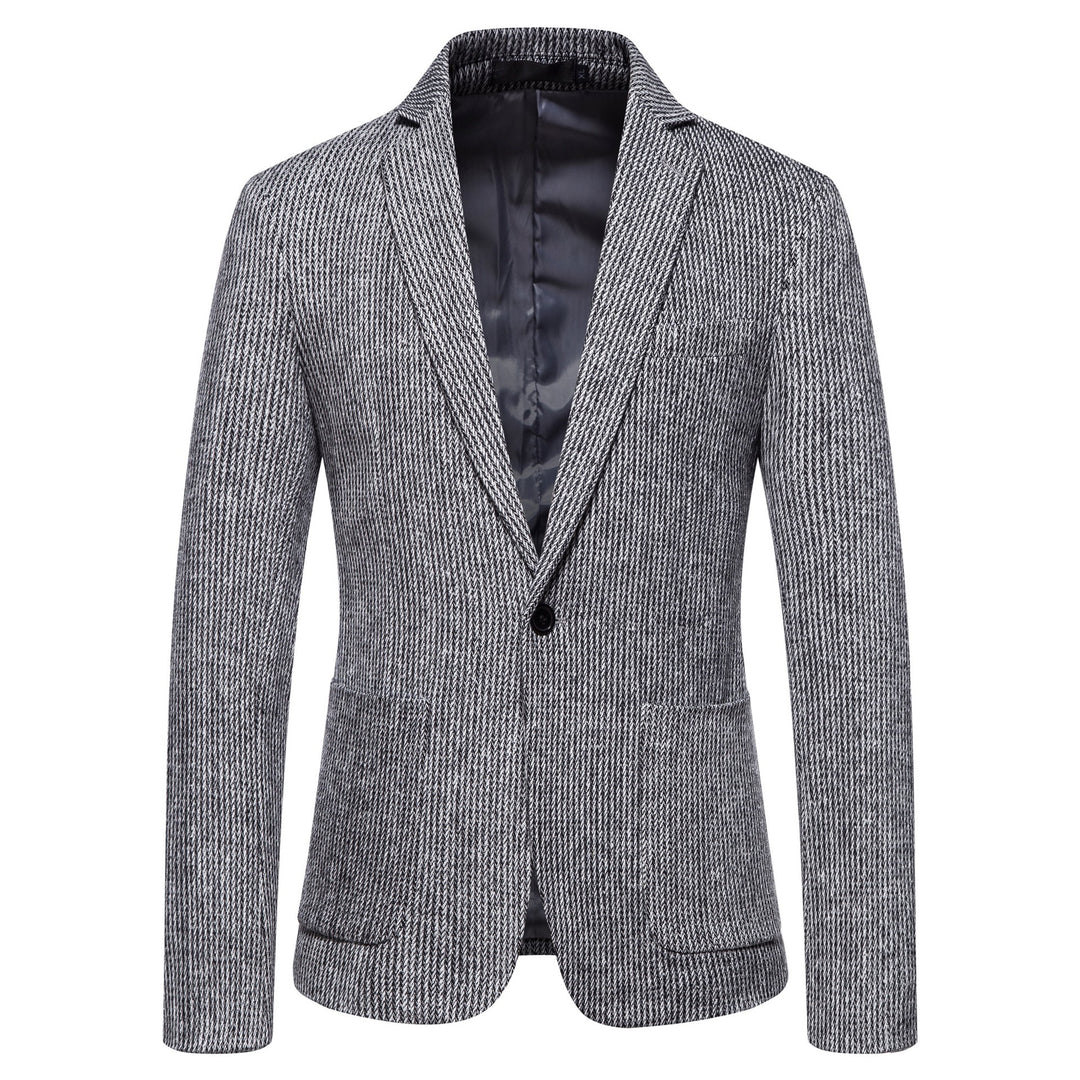 Herren eleganter Strickblazer mit strukturiertem Design und schmalem Schnitt Echoarchiv