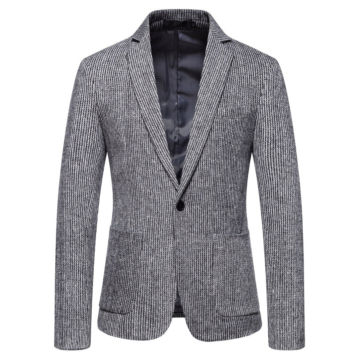 Herren eleganter Strickblazer mit strukturiertem Design und schmalem Schnitt Echoarchiv