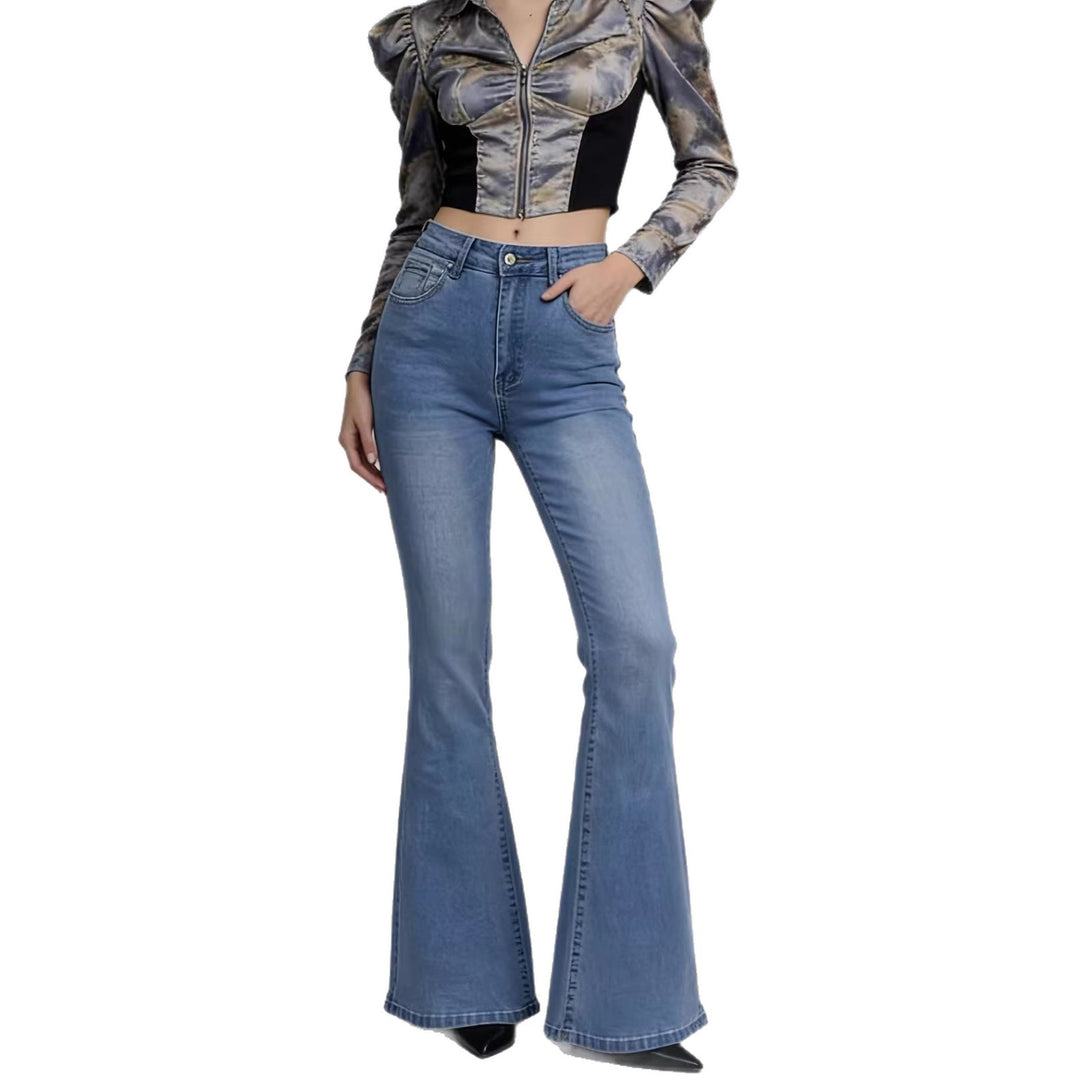 Damen nan hochtaillierte Schlagjeans mit figurformender Passform und weitem ausgestelltem Bein Echo Archiv