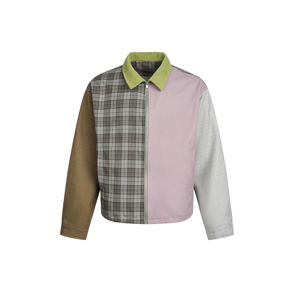 Damen Patchwork‑Blousonjacke im Boxy‑Cut mit Kordkragen Echoarchiv