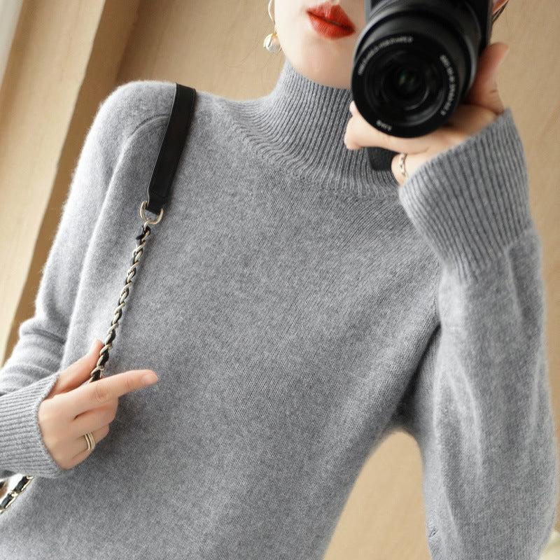 Damen Luxus-Feinstrick-Rollkragenpullover mit Daumenlochbündchen und femininer Schulterpasse Echoarchiv