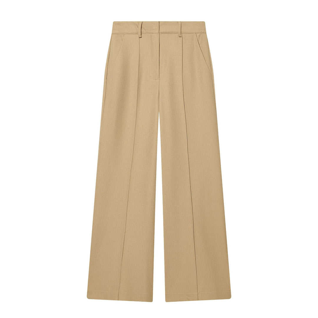 Damen elegante Highwaist-Hose mit Bügelfalte, verdeckter Hakenleiste und weitem Culotte-Schnitt – Avélisse