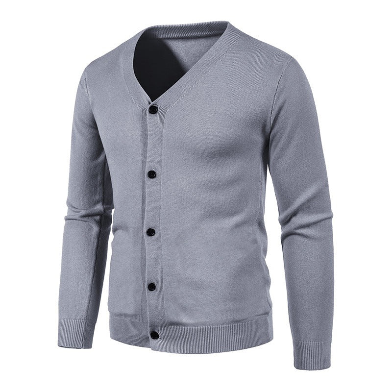 Herren stilvolle Strickjacke mit tiefem V-Ausschnitt und Knopfleiste Echoarchiv