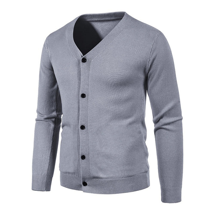 Herren stilvolle Strickjacke mit tiefem V-Ausschnitt und Knopfleiste Echoarchiv