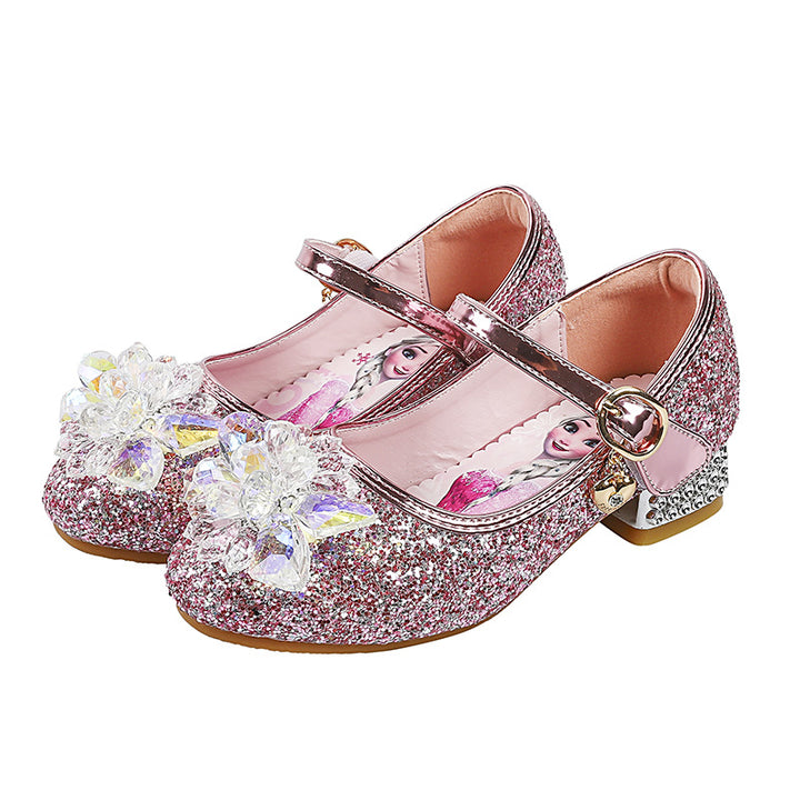 Mädchen Glitzernde Mary Jane Schuhe mit funkelnden Blumenapplikationen Echo Archiv
