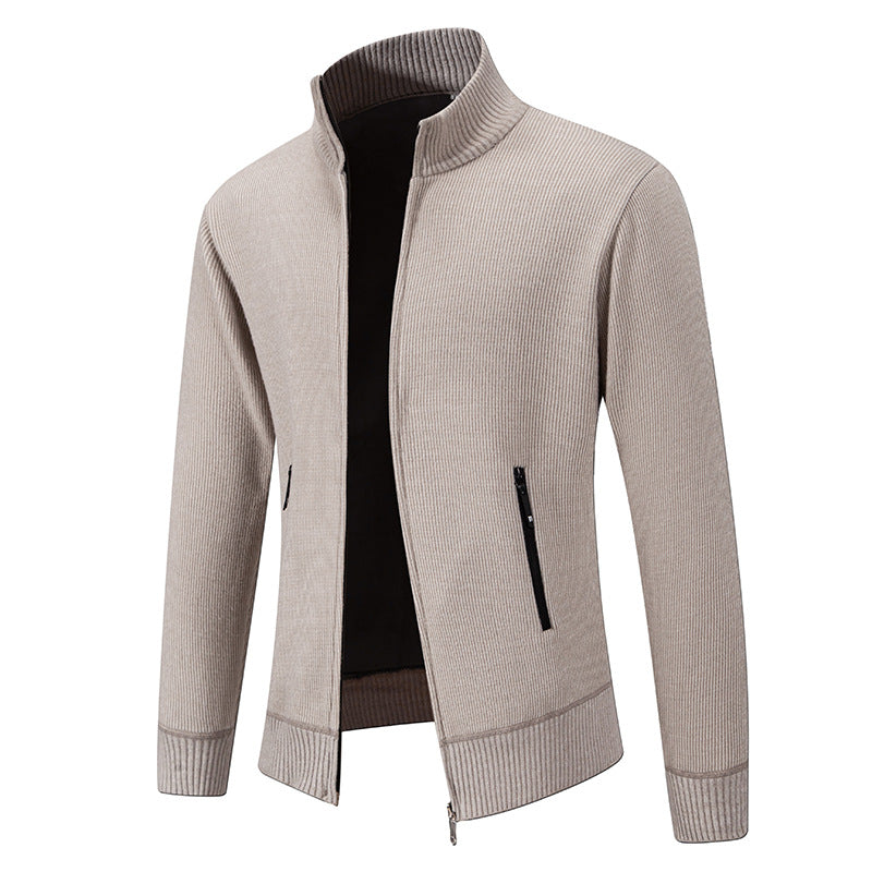 Herren Feinstrick-Zipjacke mit Stehkragen und verdecktem Reißverschluss Echo Archiv