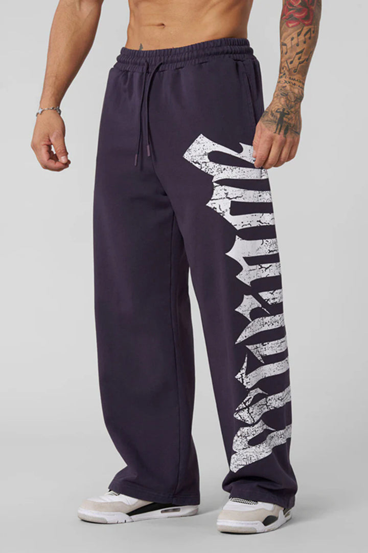 Herren nan weite Sweathose aus angerautem Fleece mit seitlichem Vintage-Print und Kordelbund Echo Archiv