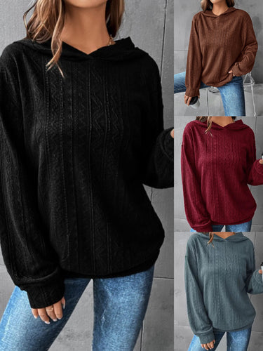 Damen Oversize Kapuzenpullover mit strukturierter Wellenoptik und Kängurutasche Echoarchiv