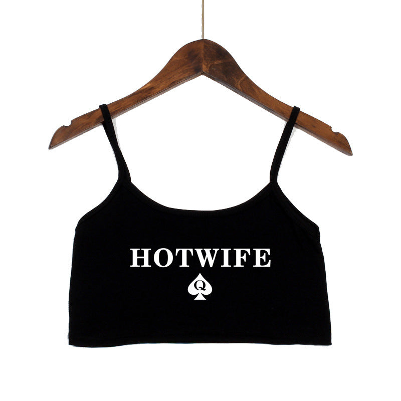 Damen Crop-Top mit modernen Schriftzügen und verstellbaren Trägern Echo Archiv