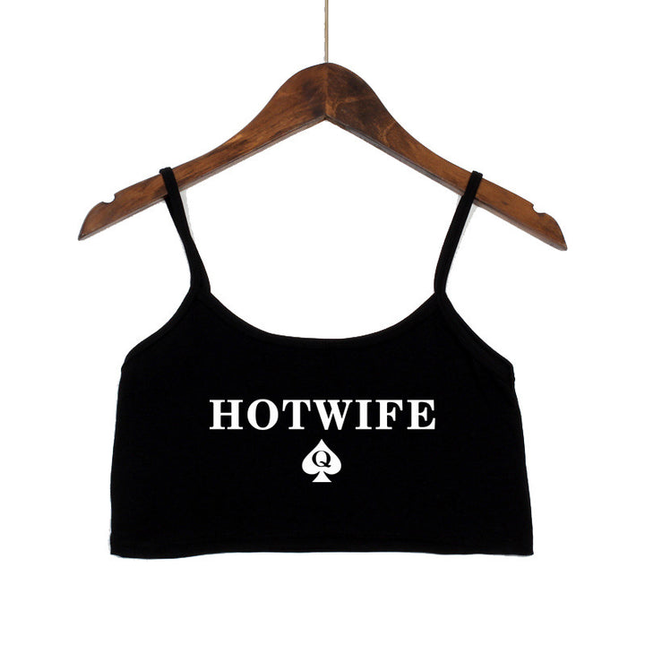 Damen Crop-Top mit modernen Schriftzügen und verstellbaren Trägern Echo Archiv
