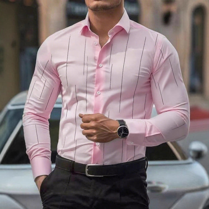 Herren elegantes, maßgeschneidertes Hemd mit feinen Linien Echoarchiv