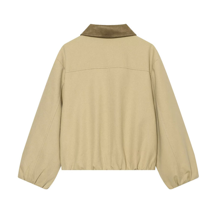 Damen Kurzblouson im Boxy‑Look mit Velourskragen und elastischem Saum Echo Archiv