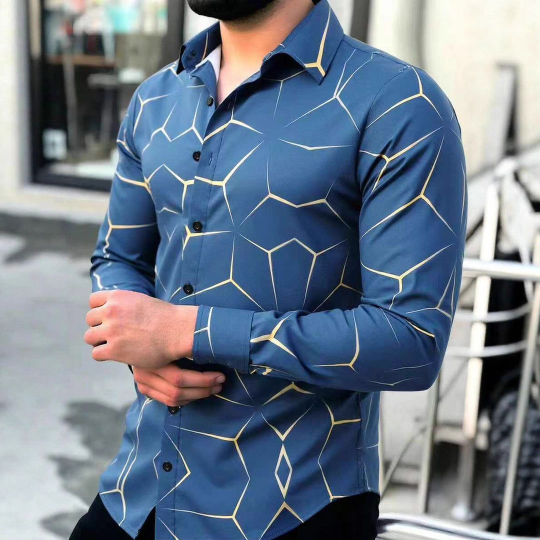 Herren Langarmhemd mit kreativem Muster Echoarchiv