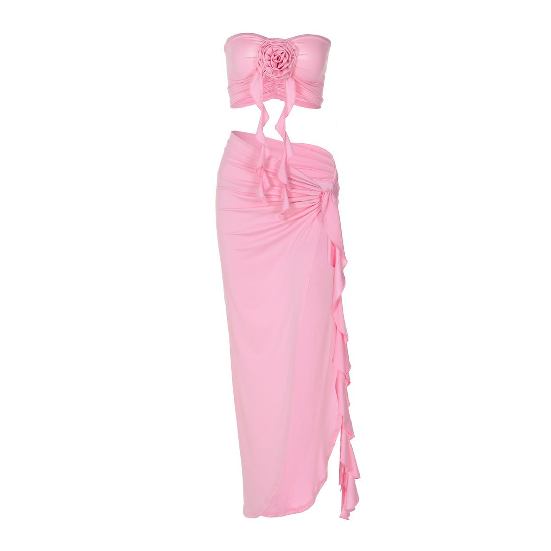 Damen Sexy Wickelkleid mit gerafftem Oberteil und hohem Schlitz Echo Archiv