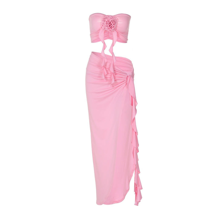 Damen Sexy Wickelkleid mit gerafftem Oberteil und hohem Schlitz Echo Archiv