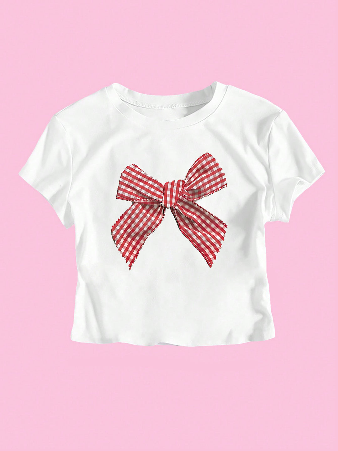 Damen Crop-T-Shirt mit verspieltem Karoband-Motiv und lässigem Schnitt Echo Archiv