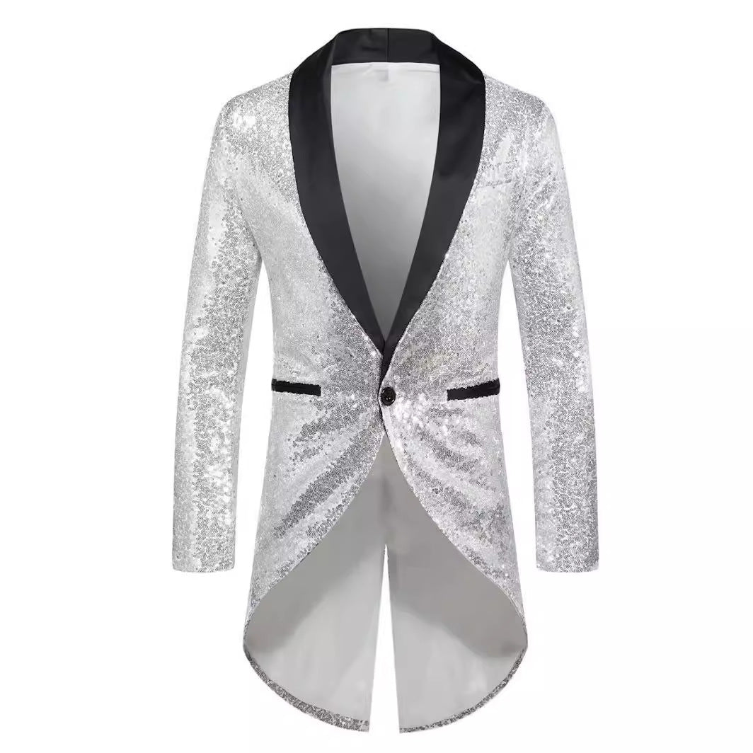 Herren Glitzernder Anzugblazer mit elegantem Schalkragen Echoarchiv