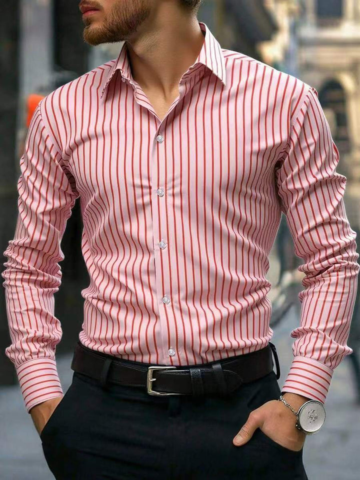 Herren Slim-Fit Hemd mit vertikalem Streifenmuster Echoarchiv