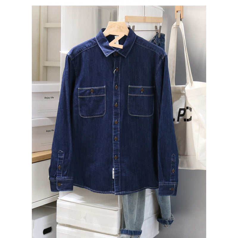 Herren Klassisches Denim-Hemd mit Brusttaschen Echo Archiv