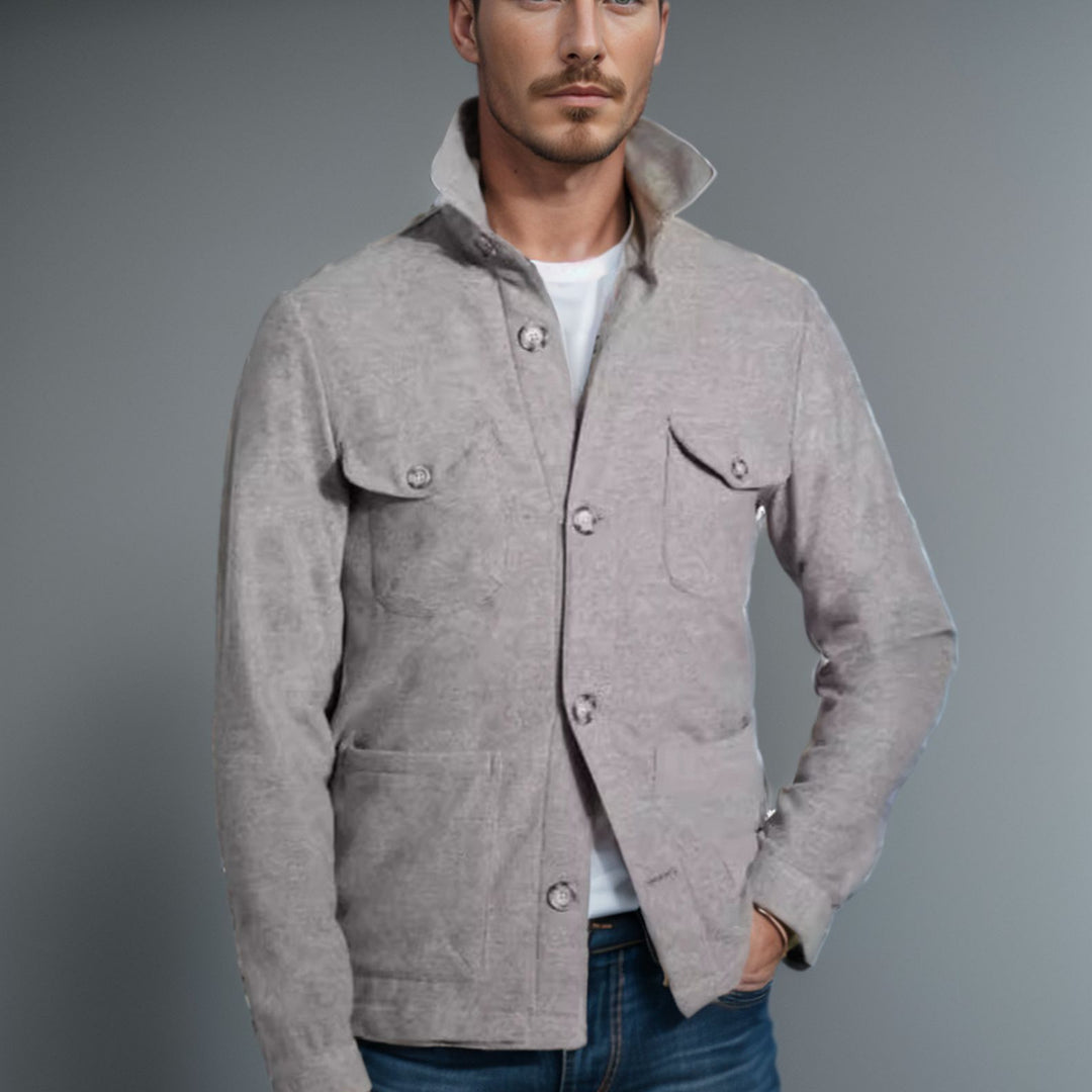 Herren zeitlose Utility-Jacke mit praktischen Taschen und Stehkragen Echoarchiv
