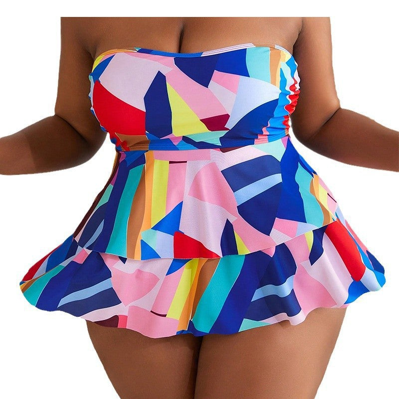 Damen Bandeau-Badeanzug mit tierischem Rüschendesign Echo Archiv