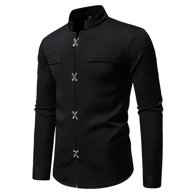 Herren Hemd mit asiatischem Knopfdesign Echoarchiv
