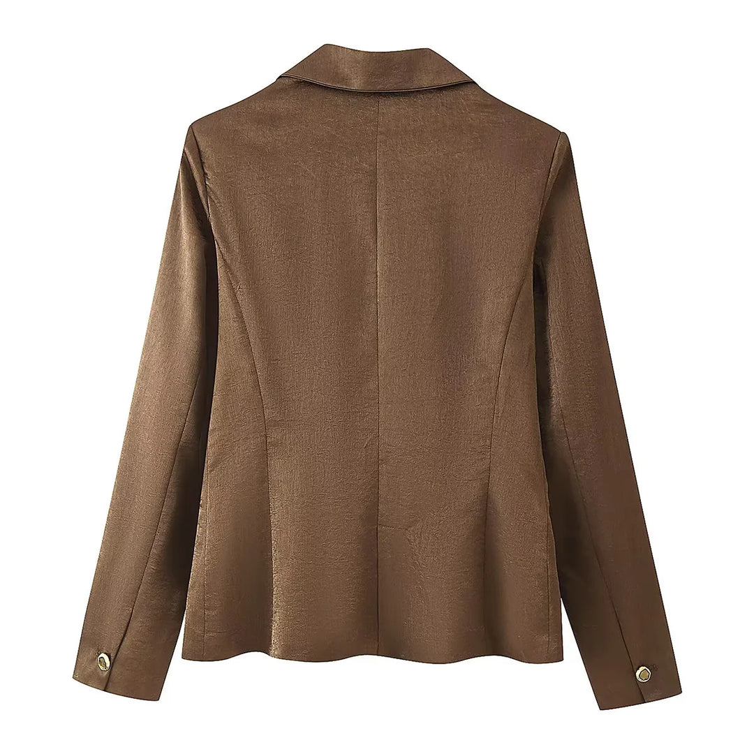 Damen zweireihiger taillierter Blazer mit Reverskragen und Pattentaschen – Valéne