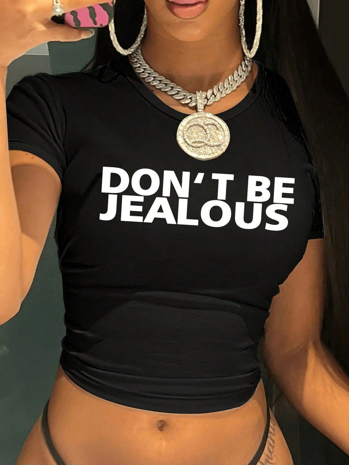Damen Crop-T-Shirt mit künstlerischem Statementdruck Echo Archiv