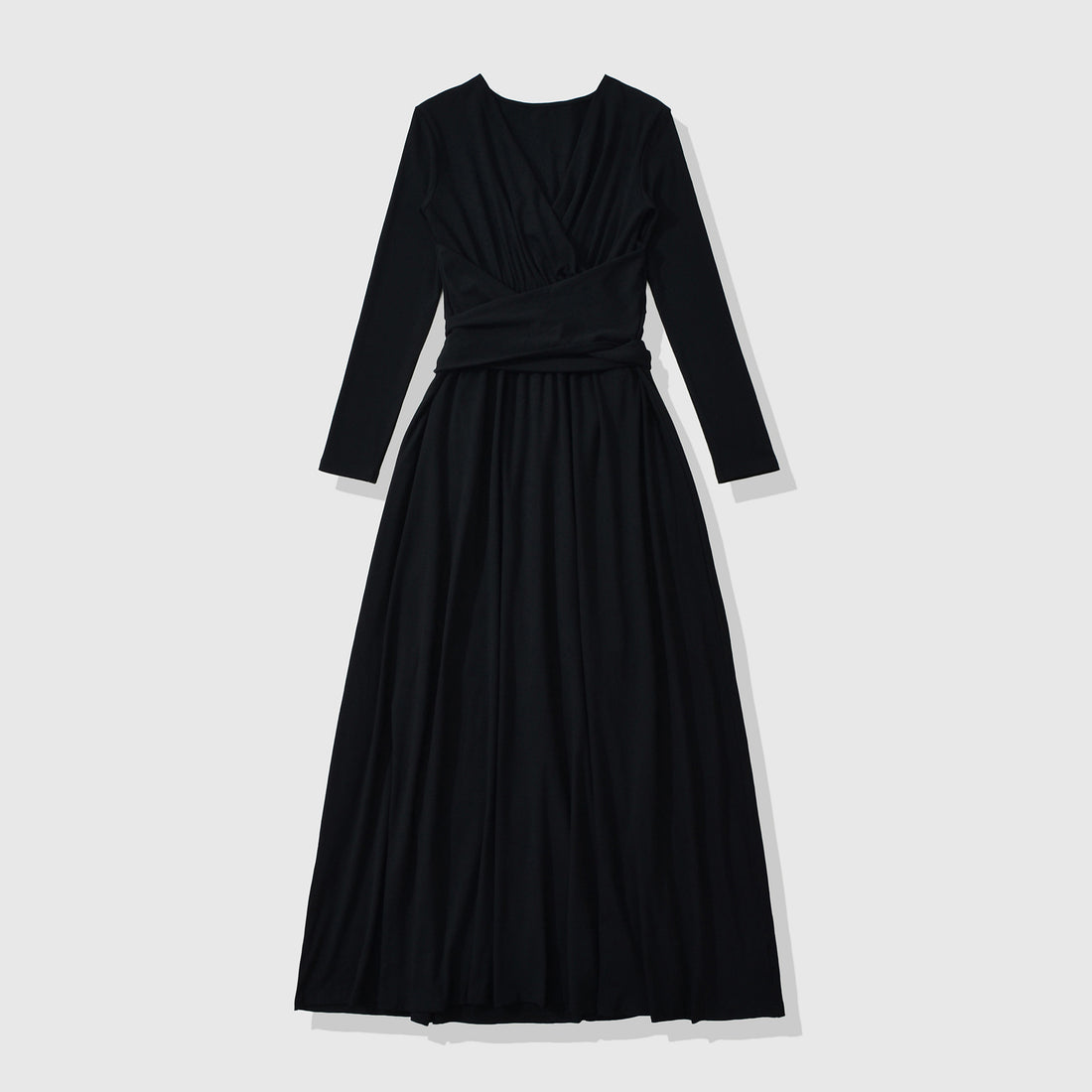 Damen Maxi-Wickelkleid mit taillierter Wickelpartie und langen Ärmeln Echoarchiv