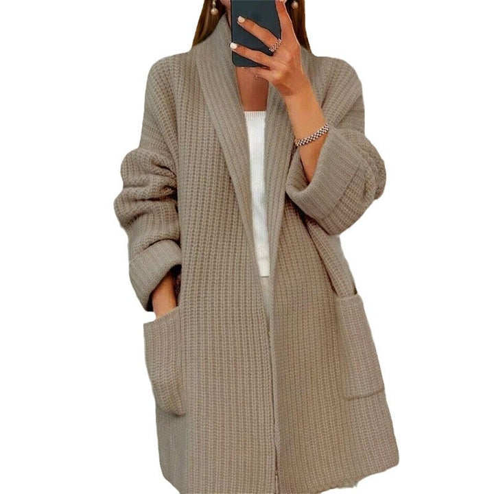 Damen nan langer übergroßer Strickmantel mit Schalkragen und aufgesetzten Taschen Echo Archiv