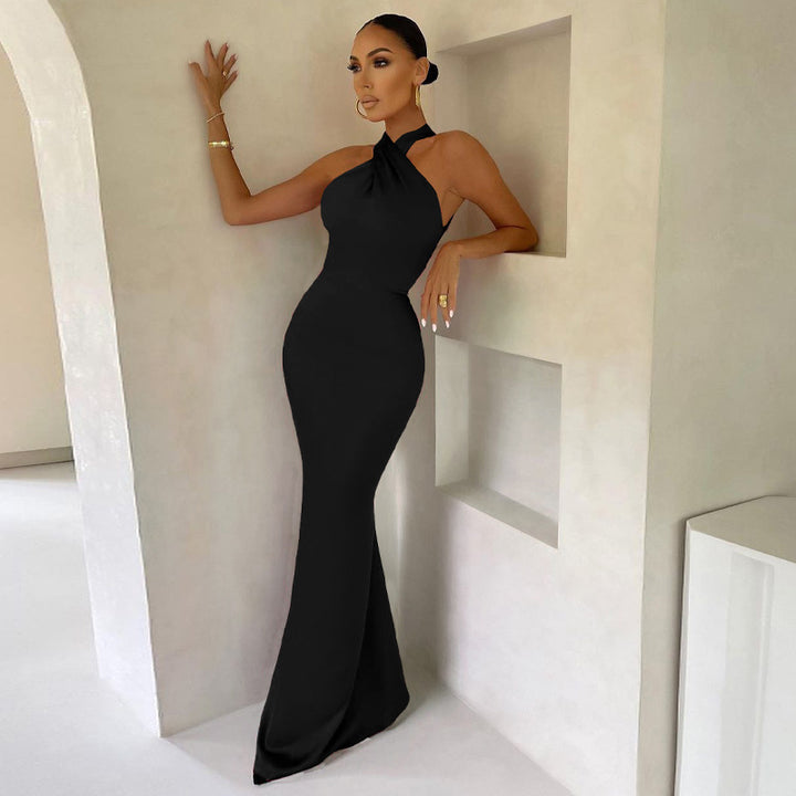 Damen Elegantes Wickelmaxikleid mit schmalen Trägern und figurbetontem Schnitt Echo Archiv