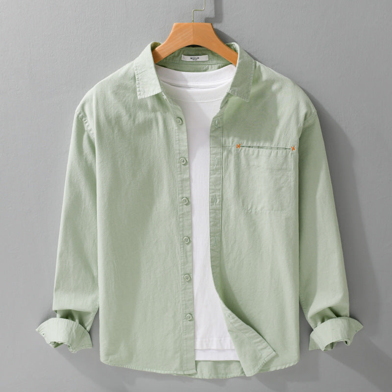 Herren Leichtes Baumwoll-Layering-Overshirt mit tonaler Brusttasche und Soft‑Touch‑Finish Echoarchiv
